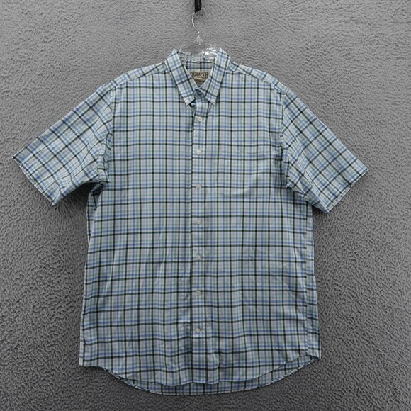 Duluth Trading Co Other - Duluth Trading Short Sleeve Button Down Shirt Large Tall Blue Green Plaid Mens